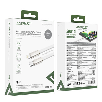 Кабель для зарядки и синхронизации Acefast C24-01 USB-C to Lightning 30W 1.2m белый(6)