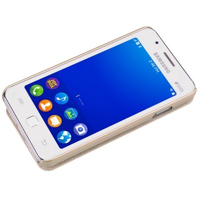 Полиуретановый чехол Nillkin Sparkle Leather Case Gold для Samsung Z1 Z130H(3)