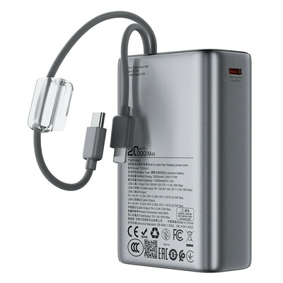 Внешний аккумулятор с экраном и встроенным кабелем Acefast M49 22.5W with two cables T205ALF 20000mAh(4)