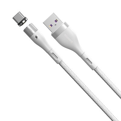Кабель Baseus Zinc Magnetic Safe Fast Charging Data Cable USB to Type-C 5A (CATXC-N02) магнитный 1m белый(1)