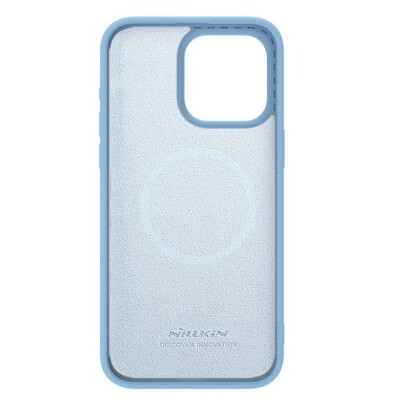 Силиконовая накладка с пластиной Magsafe Nillkin CamShield Silky Magnetic Silicone Case Голубая для Apple iPhone 15 Pro Max(4)