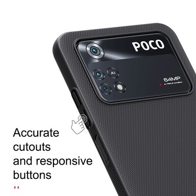 Пластиковый чехол с подставкой Nillkin Super Frosted Shield Синий для Xiaomi Poco M4 Pro 4G(5)