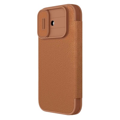 Кожаный чехол Nillkin Qin Prop Leather Case коричневый для Apple iPhone 17(2)