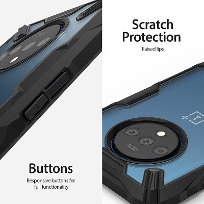 Чехол бампер Ringke Fusion-X Series прозрачно-черный для OnePlus 7T(2)