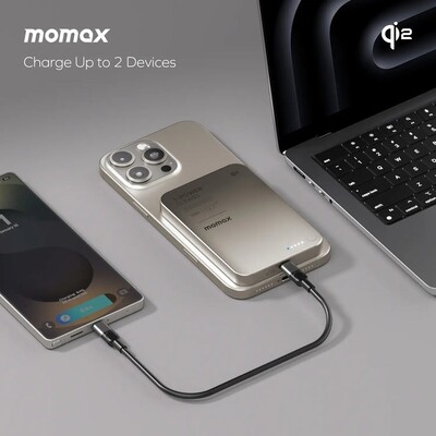 Внешний аккумулятор Momax 1-Power Q.Pass Qi2 Magnetic Wireless Power Bank 5000mAh (IP129Q2) пустынный титан(8)