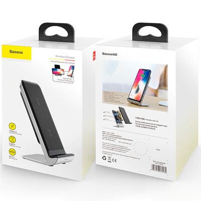Беспроводная зарядка-подставка для телефона быстрая Baseus Vertical Desktop Wireless - Черная (WXLS-01)(9)