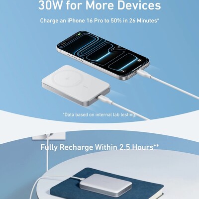 Внешний аккумулятор Anker Nano A1113 15W Qi2 10000mAh (CCC) белый(3)