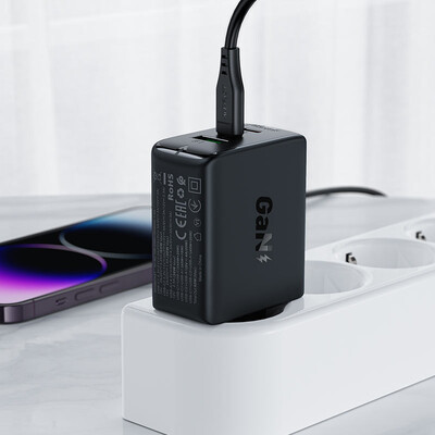 Зарядное устройство Acefast A41 GaN PD65W (2xUSB-C + USB-A) черное(4)